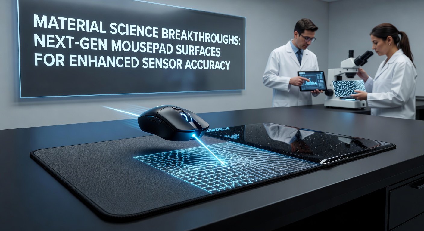 Close-up view of advanced nano-textured mousepad surface showing microscopic fiber patterns designed for optical sensor precision