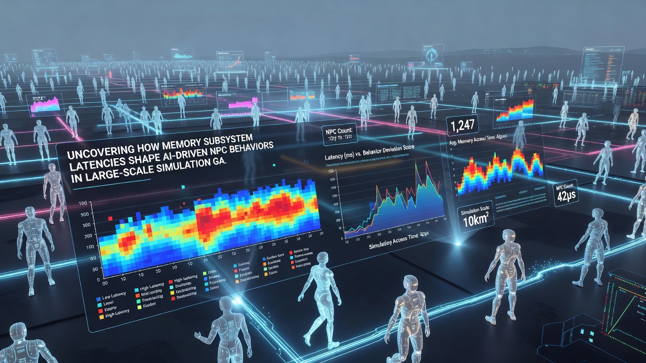 Performance graph comparing NPC update rates across different memory latency configurations in simulation benchmarks